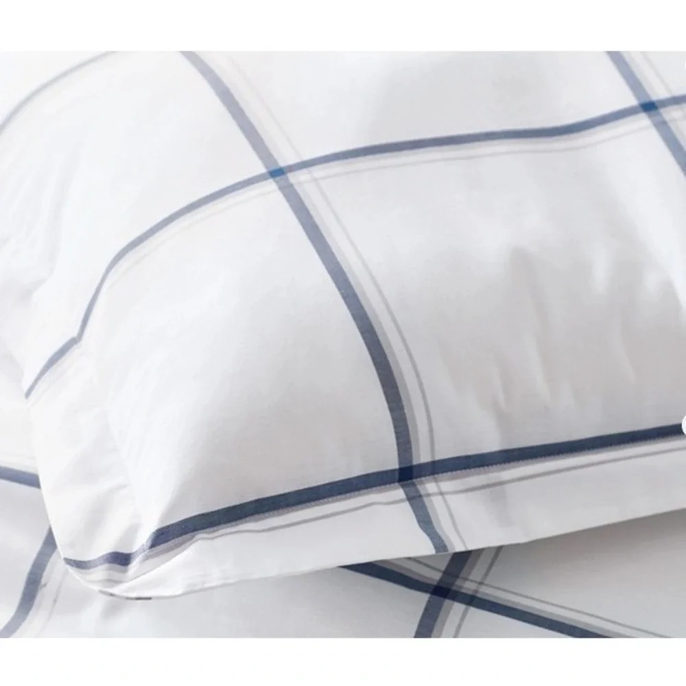 Company Store King Shams (Set of 2) Windowpane Plaid Yarn Dyed Blue/White